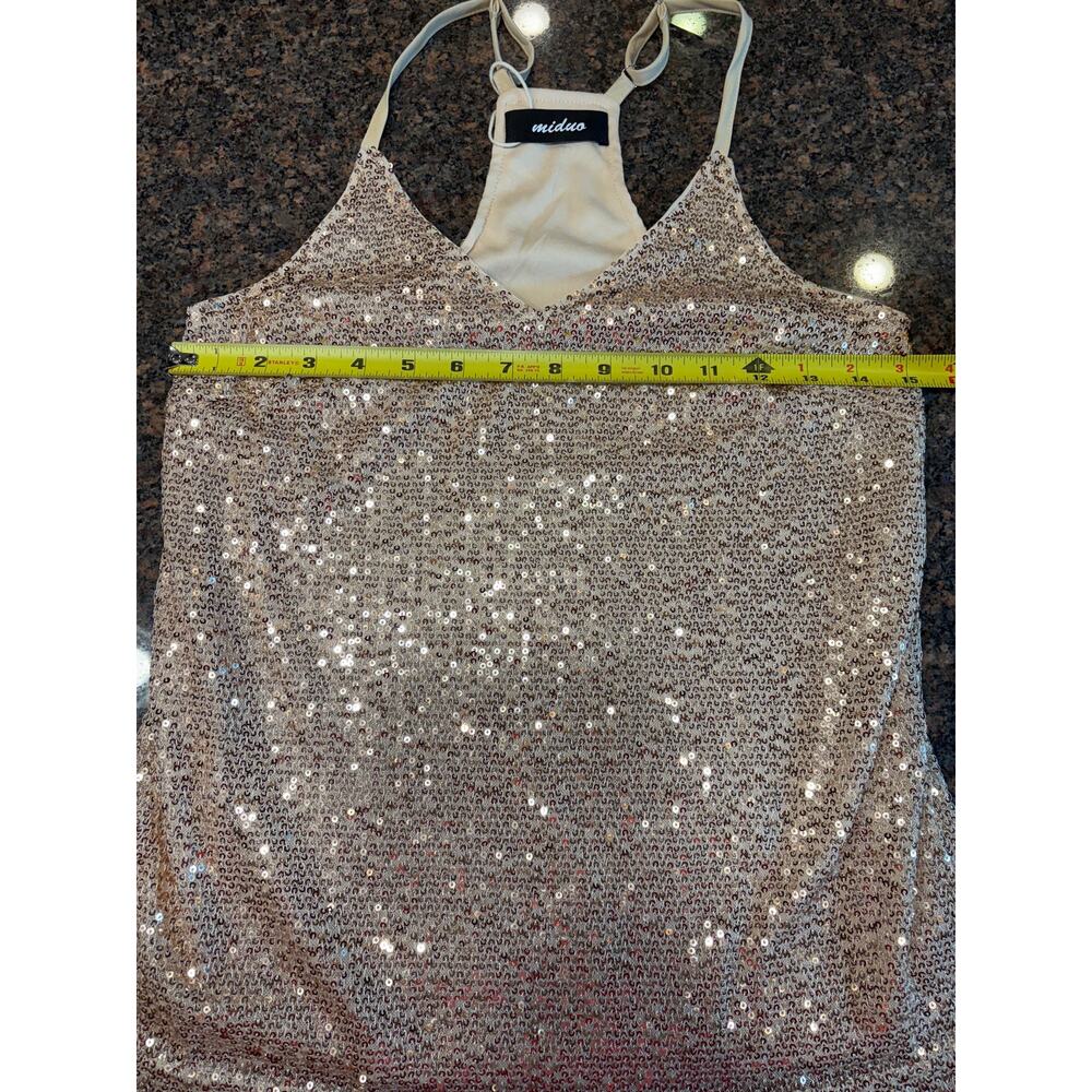 Gold Sequin V-Neck Cami Racerback Adjustable Straps Size XS NWT - Picture 9 of 13